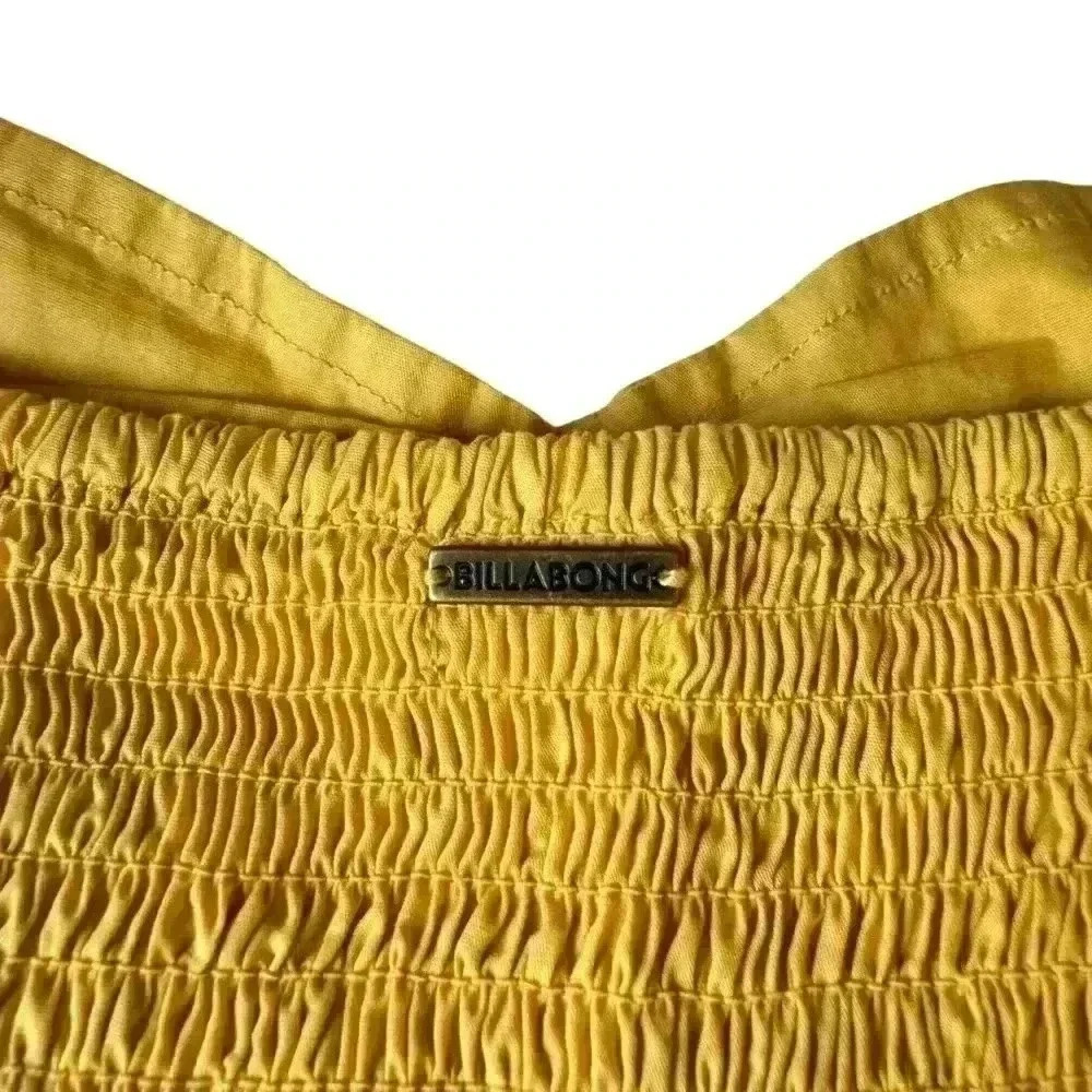 BILLABONG womens S Mini DRESS Yellow BE MINE Short PUFF Sleeve BABYDOLL Cotton - Picture 11 of 14